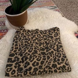 LNA leopard print washed cotton raglan sleeve relaxed fit pullover